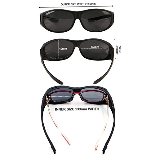 Sobre Gafas de Sol - Negro Plástico Sobre Las Gafas con Lentes Polarizadas - Anti Reflejante UV Gafas con Paño de Limpieza e Caso para Hombre y Mujer Sobre Gafas de Sol - Negro Plástico Sobre Las Gafas con Lentes Polarizadas - Anti Reflejante UV Gafas con Paño de Limpieza e Caso para Hombre y Mujer