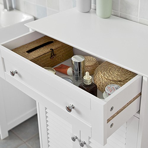SoBuy Armario de almacenaje Mueble Auxiliar para baño- 1 cajones y 2 Puertas FRG238-W,ES SoBuy Armario de almacenaje Mueble Auxiliar para baño- 1 cajones y 2 Puertas FRG238-W,ES