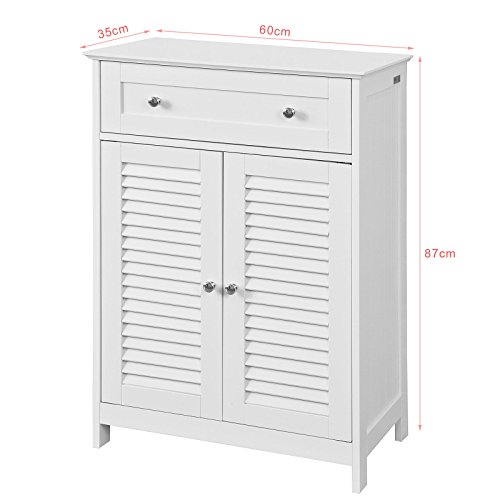 SoBuy Armario de almacenaje Mueble Auxiliar para baño- 1 cajones y 2 Puertas FRG238-W,ES SoBuy Armario de almacenaje Mueble Auxiliar para baño- 1 cajones y 2 Puertas FRG238-W,ES