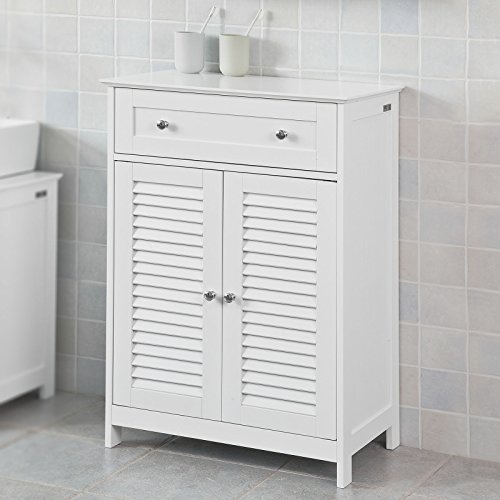 SoBuy Armario de almacenaje Mueble Auxiliar para baño- 1 cajones y 2 Puertas FRG238-W,ES SoBuy Armario de almacenaje Mueble Auxiliar para baño- 1 cajones y 2 Puertas FRG238-W,ES