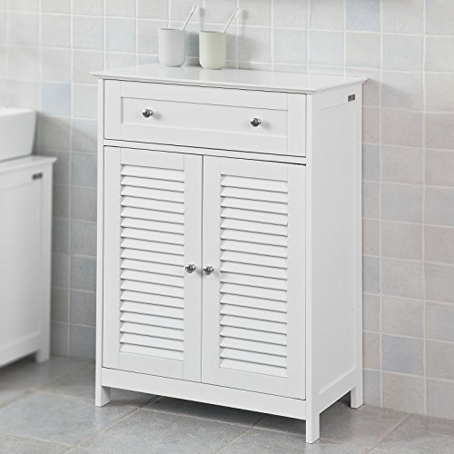 SoBuy Armario de almacenaje Mueble Auxiliar para baño- 1 cajones y 2 Puertas FRG238-W,ES