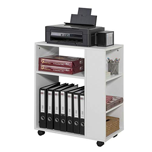 SoBuy® FBT68-W,ES Mesa auxiliar con 3 estantes, Consola,mesita de noche con ruedas SoBuy® FBT68-W,ES Mesa auxiliar con 3 estantes, Consola,mesita de noche con ruedas
