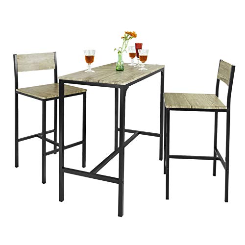 SoBuy Juegos de Muebles Altas, Mesa de Cafetería, 3 Piezas Set de Balcón, Set de Bar, OGT03-N, ES (2 Sillas)