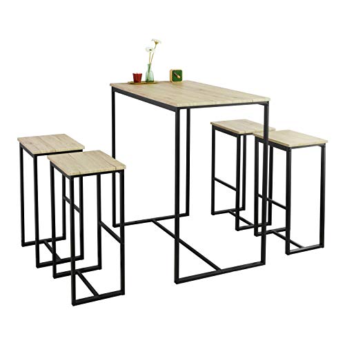 SoBuy OGT15-N Set Mesa Alta de Bar y 4 Taburetes Muebles Bar Comedor ES (OGT15-N)