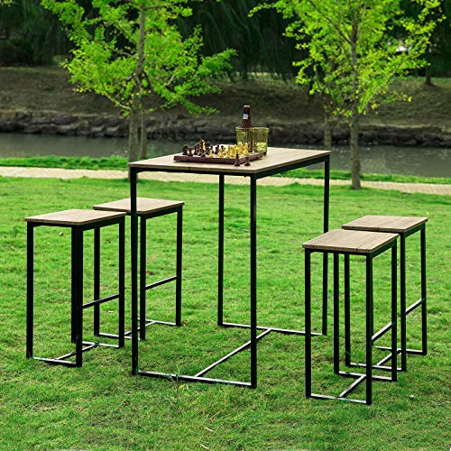 SoBuy OGT15-N Set Mesa Alta de Bar y 4 Taburetes Muebles Bar Comedor ES (OGT15-N)