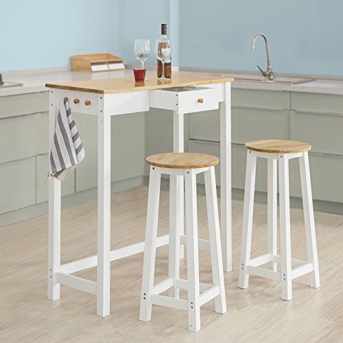 SoBuy Set de 1 Mesa y 2 taburetes Mesa Alta de Bar y 2 taburetes Mesa Comedor FWT50-WN ES SoBuy Set de 1 Mesa y 2 taburetes Mesa Alta de Bar y 2 taburetes Mesa Comedor FWT50-WN ES