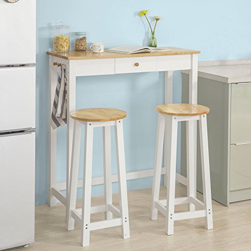 SoBuy Set de 1 Mesa y 2 taburetes Mesa Alta de Bar y 2 taburetes Mesa Comedor FWT50-WN ES SoBuy Set de 1 Mesa y 2 taburetes Mesa Alta de Bar y 2 taburetes Mesa Comedor FWT50-WN ES