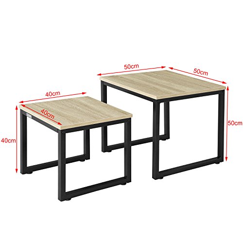 SoBuy Set de 2 Mesas Auxiliares Mesa Nido de Salón,FBT42-N, ES