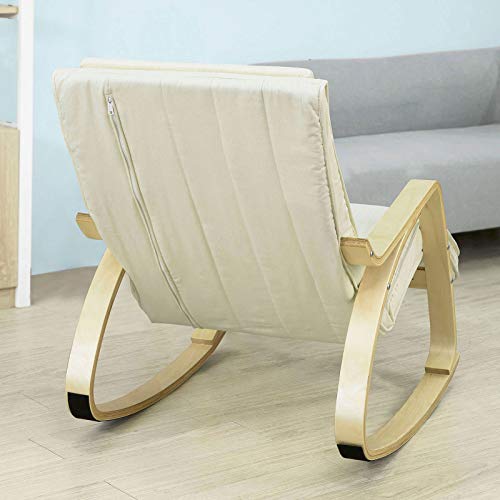 SoBuy Silla de relax, mecedora (reposapiernas ajustable), sillón de relax FST16-W (beige) (Mecedora) SoBuy Silla de relax, mecedora (reposapiernas ajustable), sillón de relax FST16-W (beige) (Mecedora)