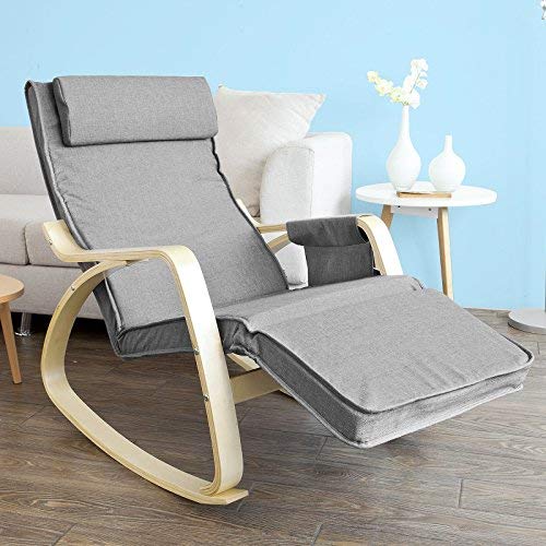 SoBuy® Sillón de relada, Mecedora, Sillón de diseño, Butaca de madera, FST18-DG,ES SoBuy® Sillón de relada, Mecedora, Sillón de diseño, Butaca de madera, FST18-DG,ES