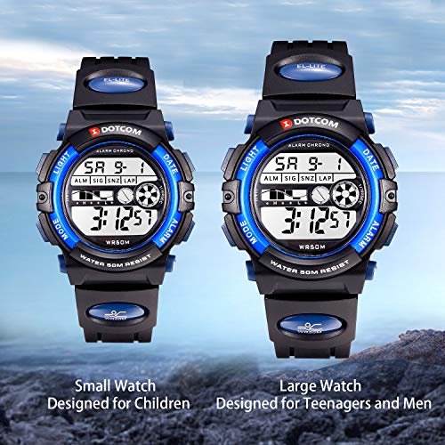 Socico Niños Digital Relojes para Niños Niñas Deportes–5 ATM Reloj Deportivo Impermeable al Aire Libre con Alarma Cronómetro,Relojes de Pulsera Electrónicos para Niños.