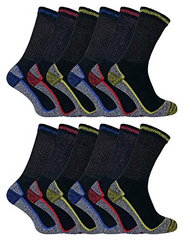 Sock Snob 3, 6, 12 Pares Hombre Mujer Unisex Respirables Senderismo Bambú Cortos Calcetines de Trabajo para Botas Seguridad (37-42 EU, BWS 12 Pairs)