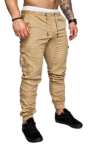 Socluer Cinturón de algodón elástico de los Hombres Pantalones de Carga Largos con cordón Bolsillos Laterales Pantalones Deportivos Pantalones de Jogging Ropa Deportiva Socluer Cinturón de algodón elástico de los Hombres Pantalones de Carga Largos con cordón Bolsillos Laterales Pantalones Deportivos Pantalones de Jogging Ropa Deportiva