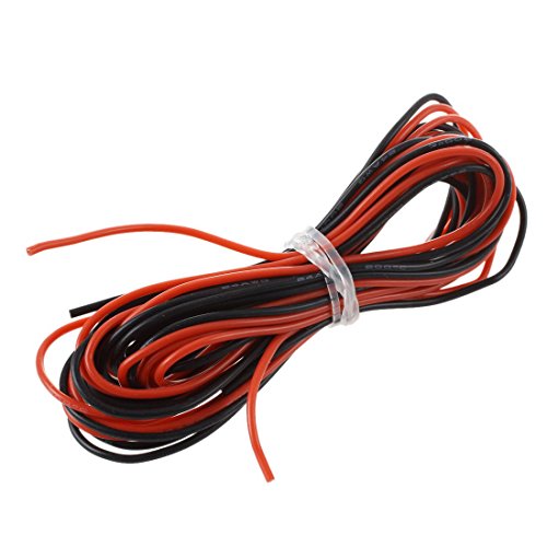 SODIAL (R) 2x 3M 24 calibre AWG de caucho de silicona cable de alambre Rojo Negro Flexible [Varios].