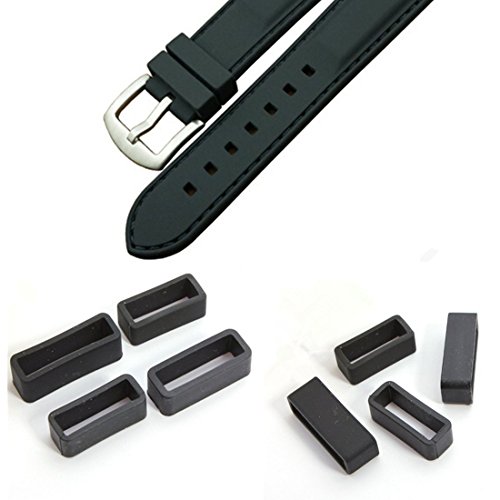 SODIAL Retenedor de correa para reloj Negro Hebilla de Caucho de anillo 24mm SODIAL Retenedor de correa para reloj Negro Hebilla de Caucho de anillo 24mm