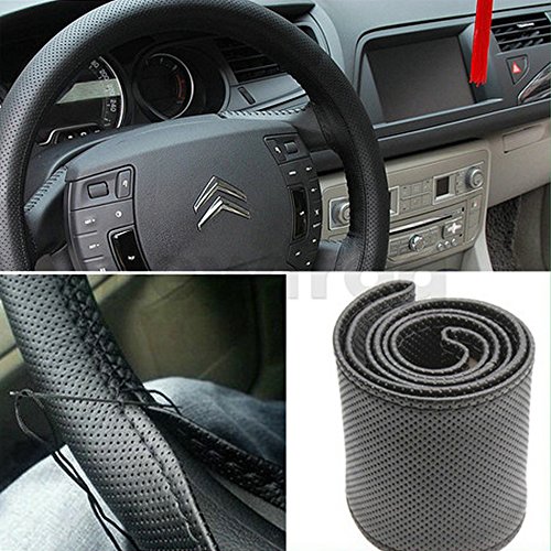 SODIAL(R) DIY Fundas para volante con Agujas e hilo Color Negro