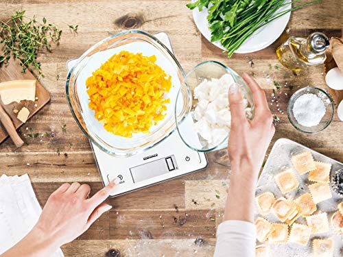 Soehnle Báscula de cocina Page Profi 300, peso digital blanco con función Sensor Touch, balanza electrónica hasta 20 kg (precisión de 1 g)