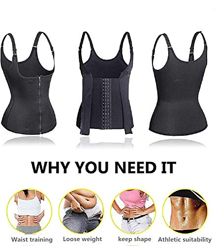 SOFIT Fajas Reductoras Corset Mujer Cincher Bustiers Corsé Adelgazantes Compresion para Entrenamiento Deporte Chaleco de Sudor (M, Negro)