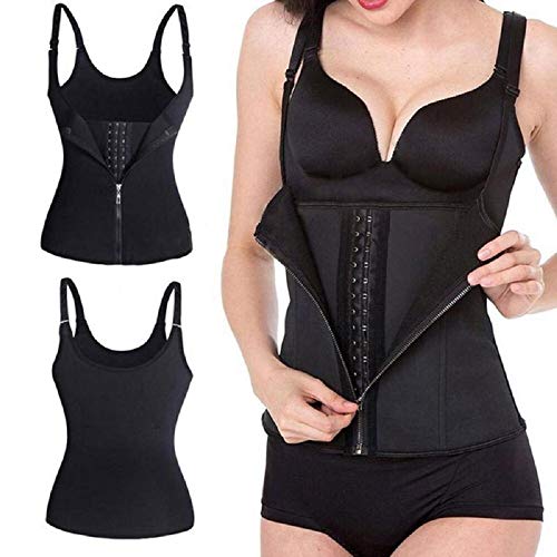 SOFIT Fajas Reductoras Corset Mujer Cincher Bustiers Corsé Adelgazantes Compresion para Entrenamiento Deporte Chaleco de Sudor (M, Negro)