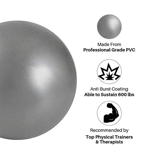 Softball Pilates, Mini Pelota de Ejercicio de 25cm, Anti-Burst Ballon Fitness, Softball Pilates para Gimnasio, Yoga, Masaje y Pilates en Casa (Gris)
