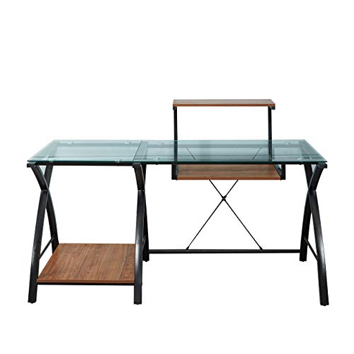 soges UT-010 - Escritorio de cristal para ordenador con parte superior de cristal soges UT-010 - Escritorio de cristal para ordenador con parte superior de cristal