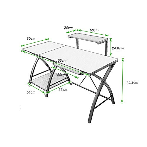 soges UT-010 - Escritorio de cristal para ordenador con parte superior de cristal