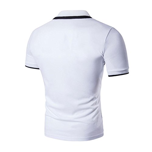 Solapa de negocios de calidad de los hombres de Yvelands sola camiseta de manga corta de los deportes casuales Camisetas Tops (Blanco, XXL)