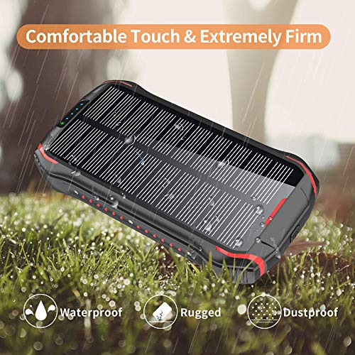 Solar PowerBank 26800mAh Cargador Solar, QI Carga inalámbrico, batería Externa de 4 Puertos (USB/QI), Carga rápida 3.1A Tipo C para Tabletas, Teléfono móvil, Linterna LED 18 para Viajes de Campamento Solar PowerBank 26800mAh Cargador Solar, QI Carga inalámbrico, batería Externa de 4 Puertos (USB/QI), Carga rápida 3.1A Tipo C para Tabletas, Teléfono móvil, Linterna LED 18 para Viajes de Campamento