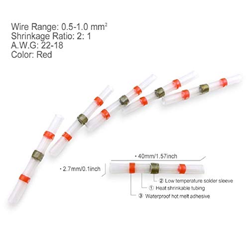 Solder Seal conector, sopoby Solder Seal calor Shrink Butt conectores terminales eléctricos cobre con funda (50pcs)