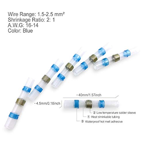 Solder Seal conector, sopoby Solder Seal calor Shrink Butt conectores terminales eléctricos cobre con funda (50pcs)