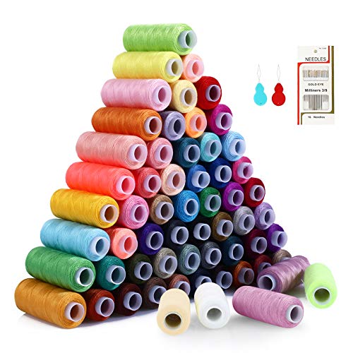 SOLEDI Kit de Costura de Bobinas de 60 Hilos de Colores para Coser, 16 Agujas para Coser y 2 Enhebradores Adecuados para Coser ropa a Mano y a máquina - Acolchado - Bordado - Costura