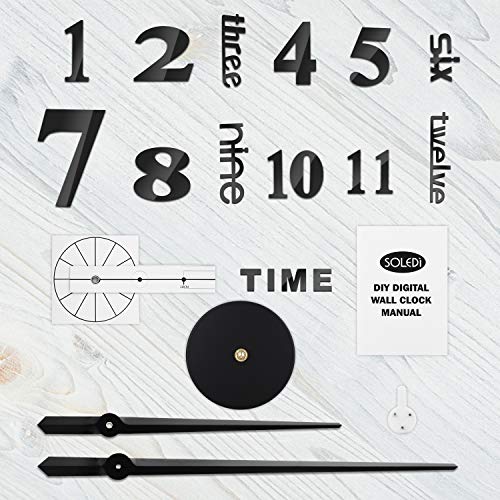 SOLEDI Reloj de Pared 3D, DIY Reloj de Etiqueta de Pared Decoración Ideal para la Casa Oficina Hotel SOLEDI Reloj de Pared 3D, DIY Reloj de Etiqueta de Pared Decoración Ideal para la Casa Oficina Hotel