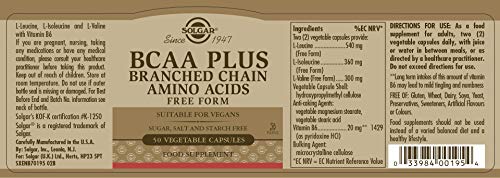 Solgar BCAA Plus Cápsulas vegetales - Envase de 50 Solgar BCAA Plus Cápsulas vegetales - Envase de 50