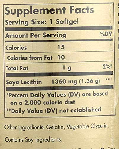 Solgar Lecitina de Soja 1360 mg Cápsulas blandas - Envase de 100 Solgar Lecitina de Soja 1360 mg Cápsulas blandas - Envase de 100