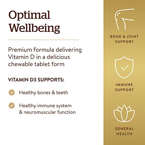 Solgar Vitamina D3 1000 UI (25 µg) Comprimidos masticables - Envase de 100 Solgar Vitamina D3 1000 UI (25 µg) Comprimidos masticables - Envase de 100