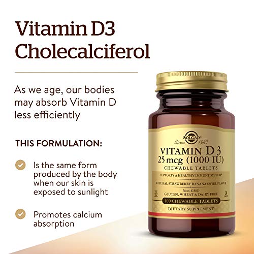 Solgar Vitamina D3 1000 UI (25 µg) Comprimidos masticables - Envase de 100