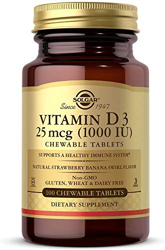 Solgar Vitamina D3 1000 UI (25 µg) Comprimidos masticables - Envase de 100 Solgar Vitamina D3 1000 UI (25 µg) Comprimidos masticables - Envase de 100