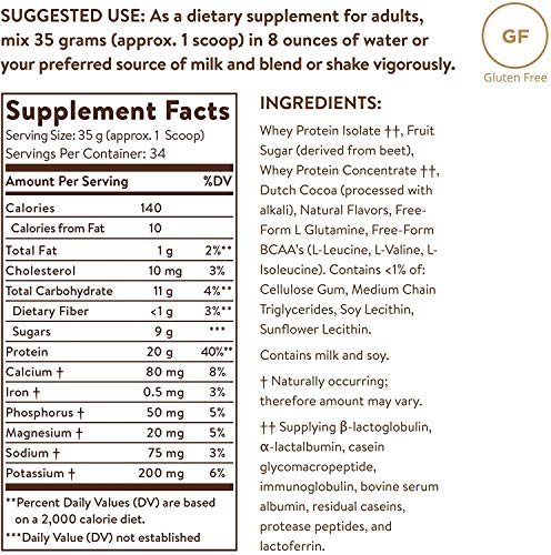 Solgar Whey To Go Proteína de suero en polvo (Sabor chocolate natural) 1162 g Solgar Whey To Go Proteína de suero en polvo (Sabor chocolate natural) 1162 g