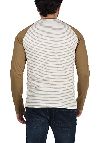 !Solid Stepan Camiseta De Manga Larga A Rayas Estampada Longsleeve para Hombre con Cuello Redondo De 100% algodón, tamaño:L, Color:Ermine (5944)