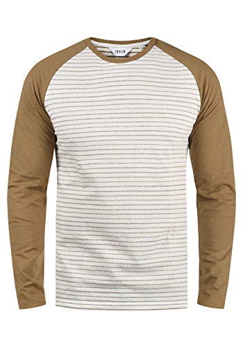 !Solid Stepan Camiseta De Manga Larga A Rayas Estampada Longsleeve para Hombre con Cuello Redondo De 100% algodón, tamaño:L, Color:Ermine (5944)