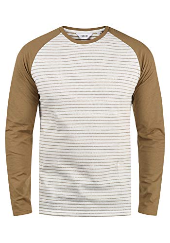 !Solid Stepan Camiseta De Manga Larga A Rayas Estampada Longsleeve para Hombre con Cuello Redondo De 100% algodón, tamaño:L, Color:Ermine (5944)