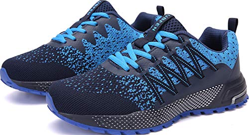 SOLLOMENSI Zapatillas de Deporte Hombres Mujer Running Zapatos para Correr Gimnasio Sneakers Deportivas Padel Transpirables Casual Montaña 45 EU H Azul