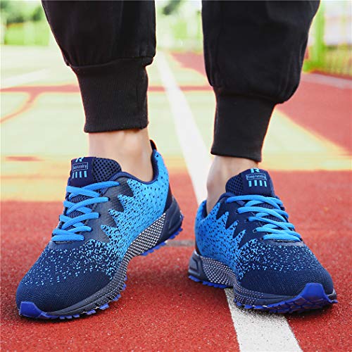 SOLLOMENSI Zapatillas de Deporte Hombres Running Zapatos para Correr Gimnasio Sneakers Deportivas Padel Transpirables Casual Montaña 35 EU A Azul