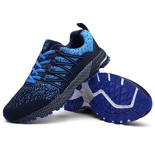 SOLLOMENSI Zapatillas de Deporte Hombres Running Zapatos para Correr Gimnasio Sneakers Deportivas Padel Transpirables Casual Montaña 35 EU A Azul