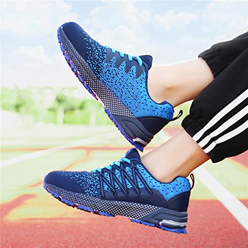 SOLLOMENSI Zapatillas de Deporte Hombres Running Zapatos para Correr Gimnasio Sneakers Deportivas Padel Transpirables Casual Montaña 35 EU A Azul