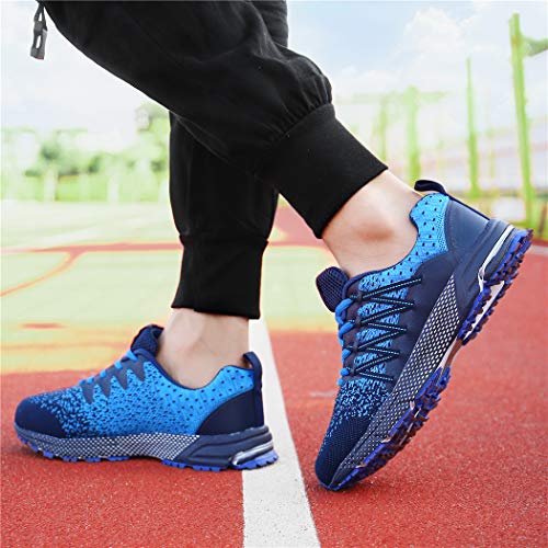 SOLLOMENSI Zapatillas de Deporte Hombres Running Zapatos para Correr Gimnasio Sneakers Deportivas Padel Transpirables Casual Montaña 35 EU A Azul