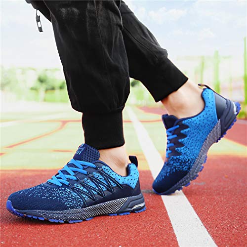 SOLLOMENSI Zapatillas de Deporte Hombres Running Zapatos para Correr Gimnasio Sneakers Deportivas Padel Transpirables Casual Montaña 44 EU A Azul