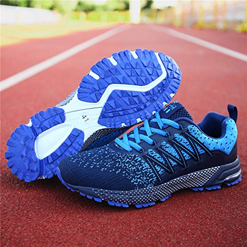 SOLLOMENSI Zapatillas de Deporte Hombres Running Zapatos para Correr Gimnasio Sneakers Deportivas Padel Transpirables Casual Montaña 44 EU A Azul