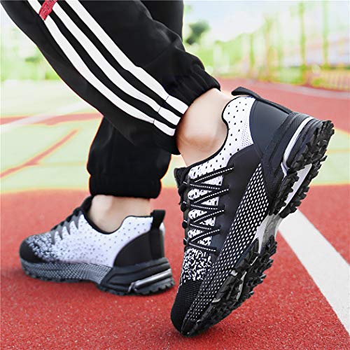 SOLLOMENSI Zapatillas de Deporte Hombres Running Zapatos para Correr Gimnasio Sneakers Deportivas Padel Transpirables Casual Montaña 44 EU A Negro