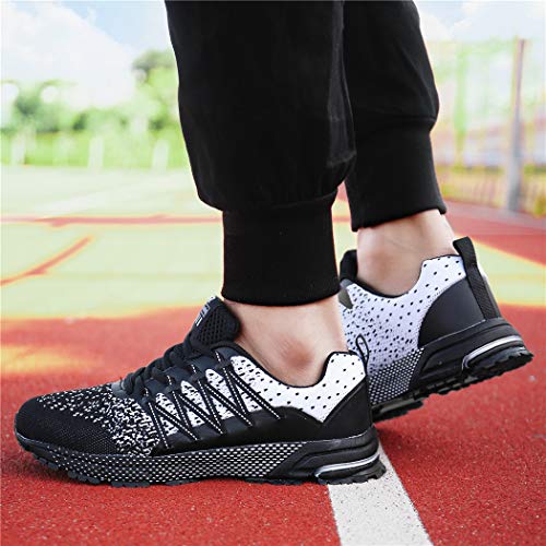 SOLLOMENSI Zapatillas de Deporte Hombres Running Zapatos para Correr Gimnasio Sneakers Deportivas Padel Transpirables Casual Montaña 44 EU A Negro